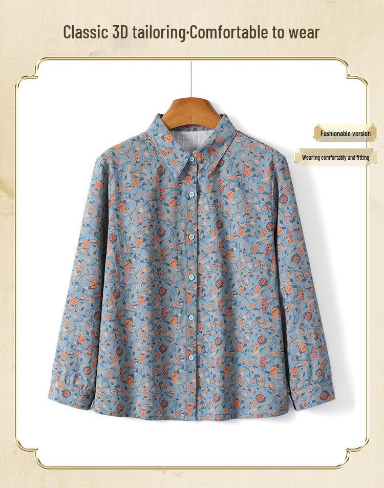 Kuo Taitai Women's Silk Shirt & Cardigan, Perfect for Elderly Moms & Grandmas, Spring To Autumn Wear