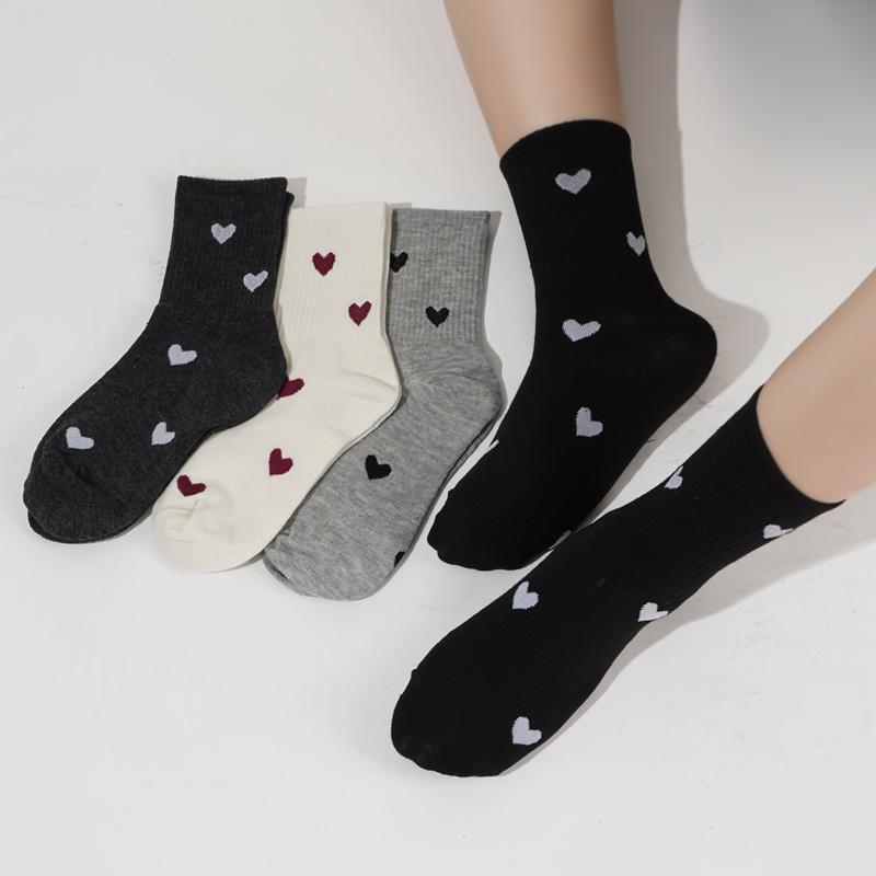 Women's  Autumn and Winter Socks Mid-tube Versatile Gray Women's Cute Solid Color Socks