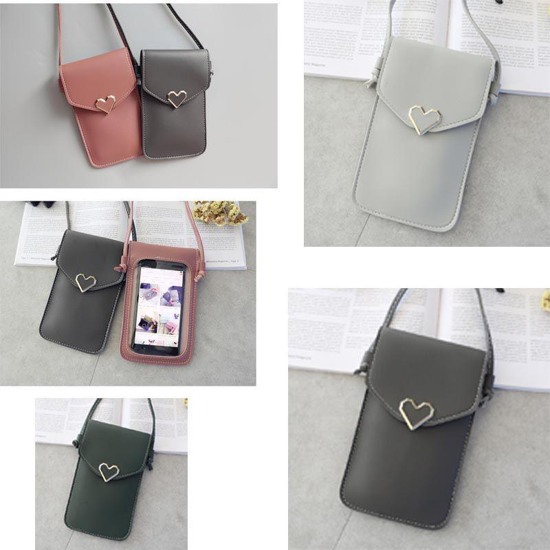Elegant Pu Heart-shaped Decor Transparent Touch-screen Shoulder Bag For Women