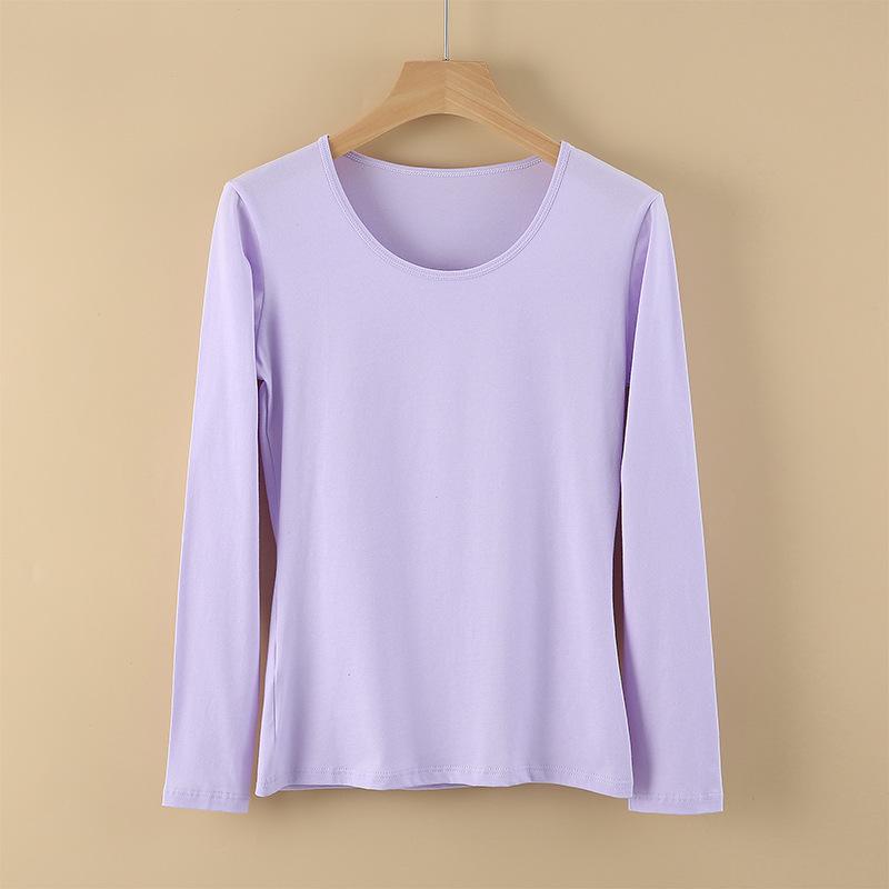 Women's Pure Cotton Long-Sleeve Thermal Sweater - Round Neck, Autumn/Winter Warm Top