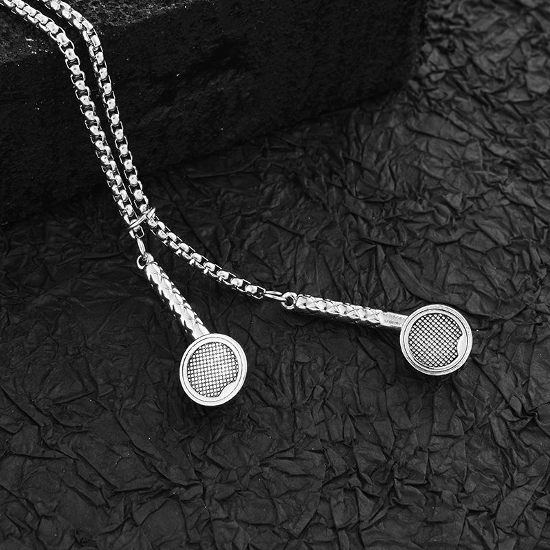 

Trendy Earphone Shape Necklace For Men And Women Stylish Titanium Steel Jewelry