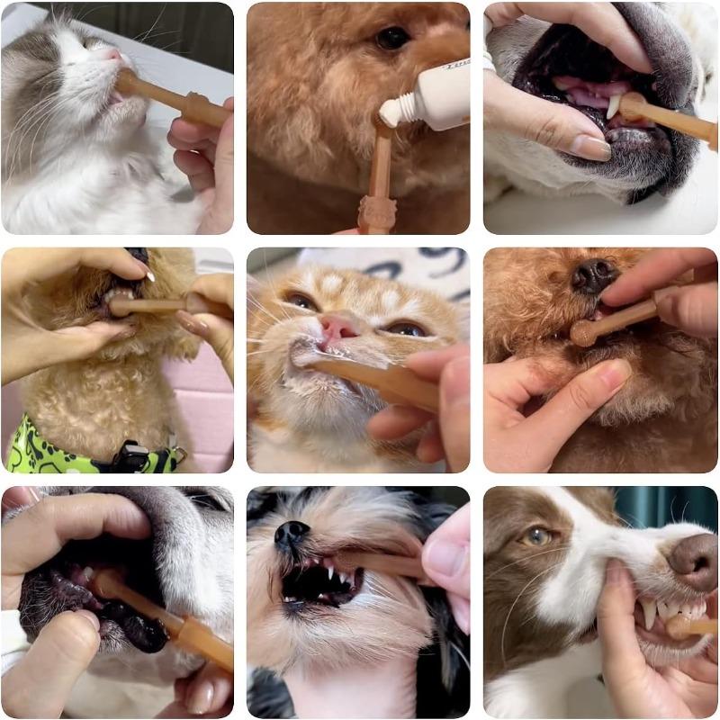 Pet Dental Cleaning Kit Finger Toothbrush Silicone Soft for Dogs Cats Teeth Whitening Oral Care Puppy Toothpaste Set
