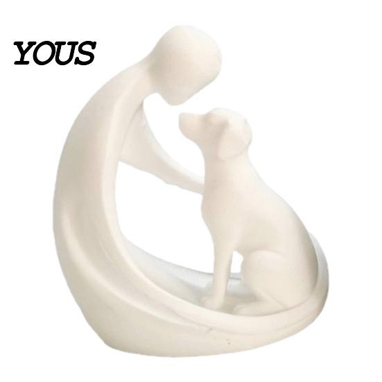 Compact Pet Decoration Dog And Owner Statue Ornament, 3D Printed Sculpture, Nordic Minimalist Decor Desktop for Lover Home Crafts Modern