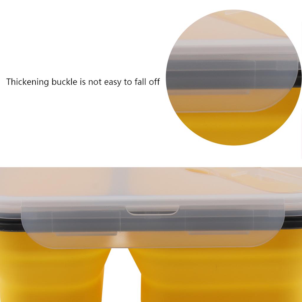 1100 ml leichte, rechteckige Silikon-Lunchbox mit zwei Gittern, skalierbar, faltbar, Bento-Box