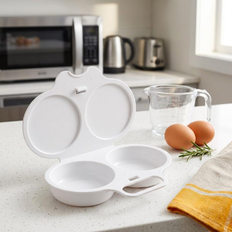 1Pcs Portable Steamed Egg Box Food Grades Plastic Microwave Egg Cooker Heat Resistant Kitchen Cooking Mold Egg Steamer