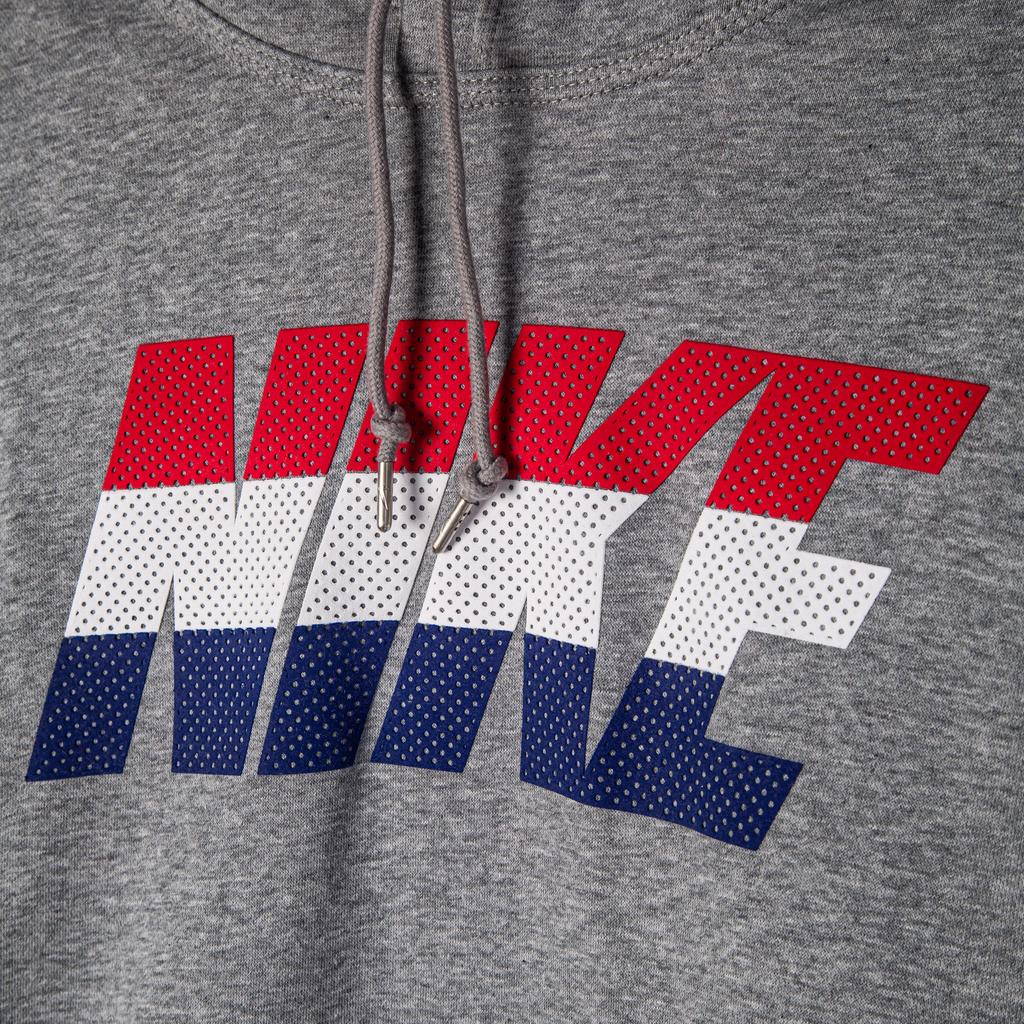 Nike Logo Print Fleece Hooded Sweatshirt Men Sweatshirt Light-Gray 599938-063