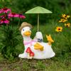Simulated Umbrella Duck Statue Handicraft Cartoon Resin Animal Sculpture  Balcony Garden Supplies