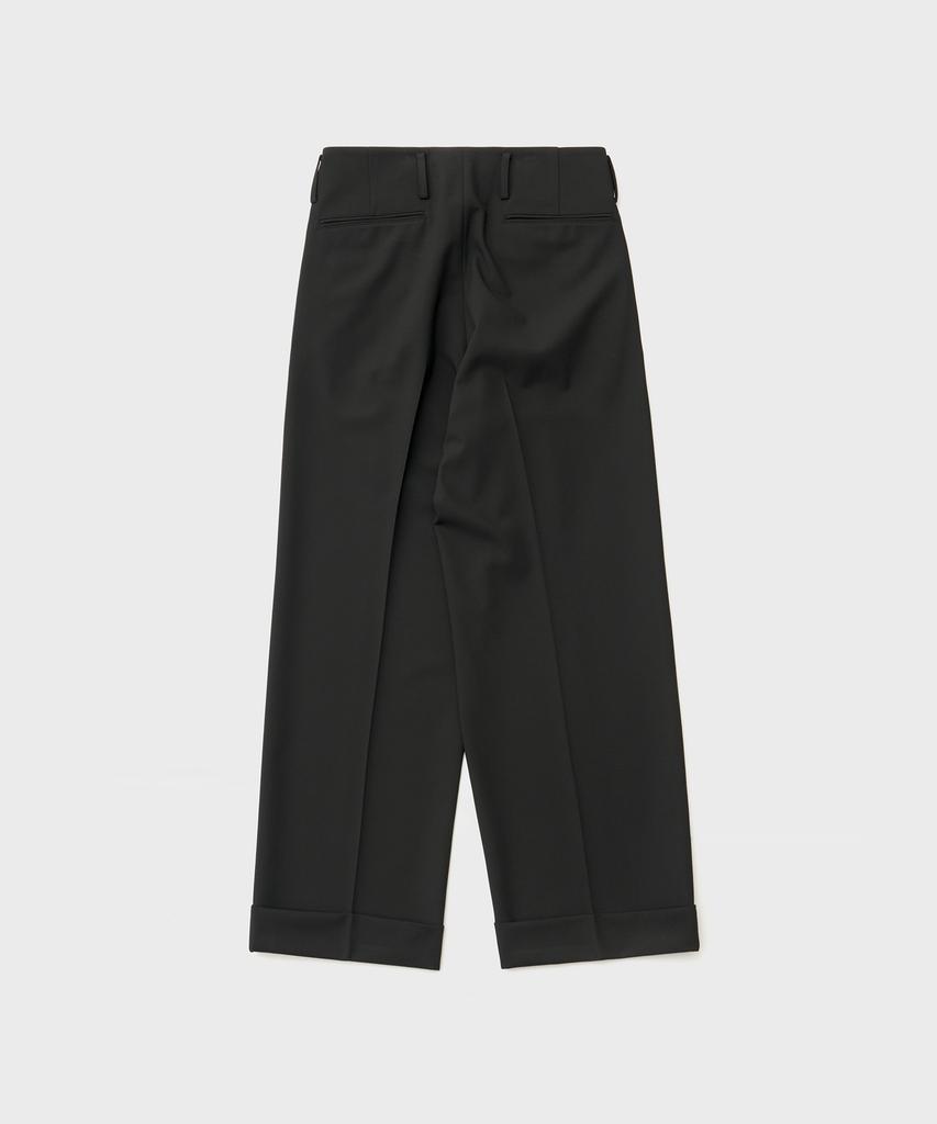 ANOTHER OFFICE Flow Wide Turn-Up Pants (Black)