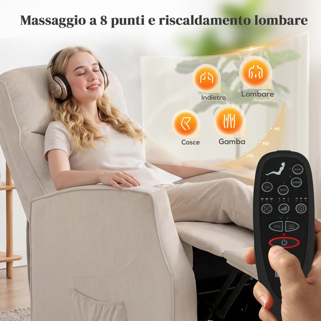 Electric Lift Armchair Relax Massaging Armchair, Beige