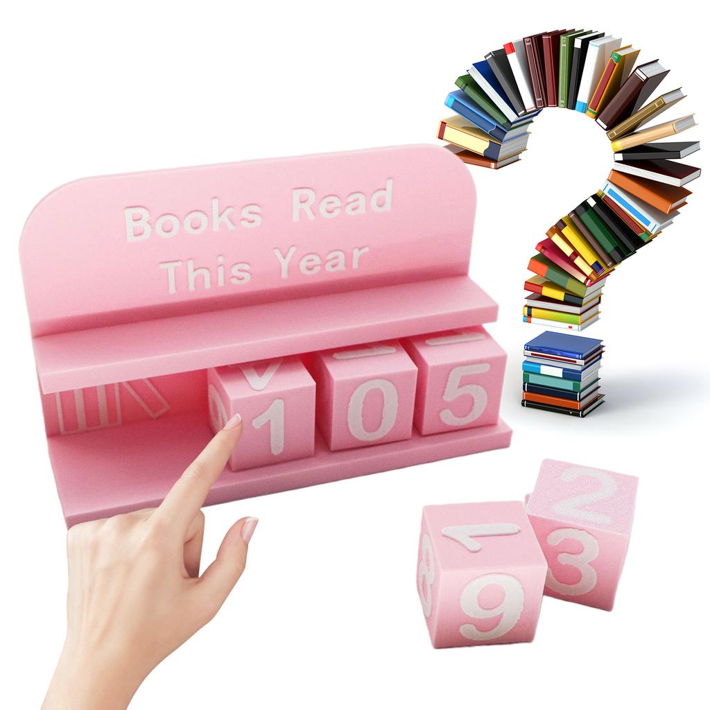 3D Printed Reading Tracker with Clear Text and Numbers Bookish Track Shelf Ornament for Desk Office Bookshelf Decoration