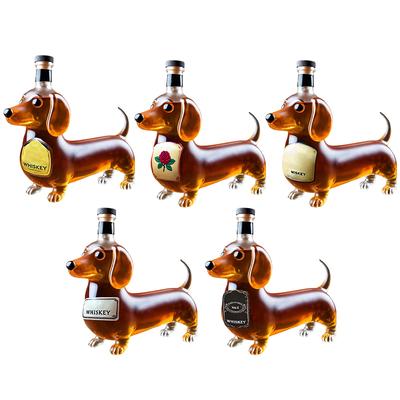 Garrafa de Uísque Cão Dachshund, Copo Tumbler de Uísque em Forma de Dachshund Esculpido em 3D