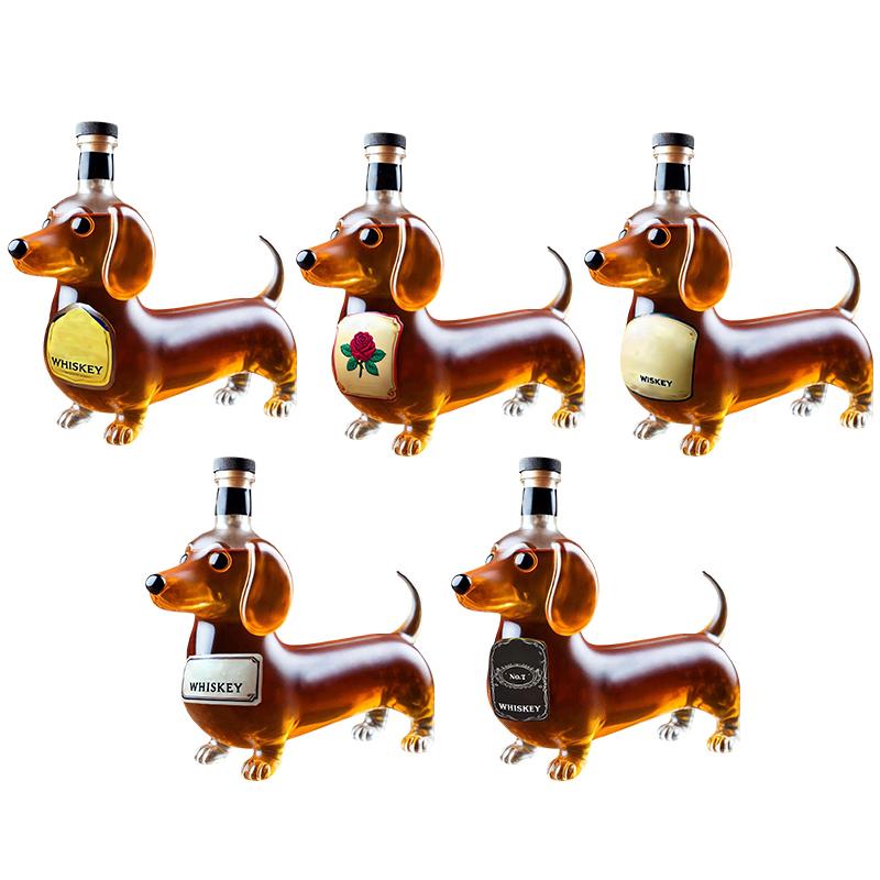 Achshund Dog Whiskey Bottle,3D Sculpted Dachshund Shape Whiskey Glass Tumbler