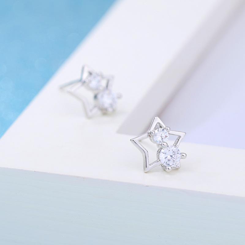 

Серьги-гвоздики с пентаграммой, цирконием, бриллиантами, посеребренные, для женщин, модные, с микро-инкрустацией, трендовые серьги и украшения для ушей