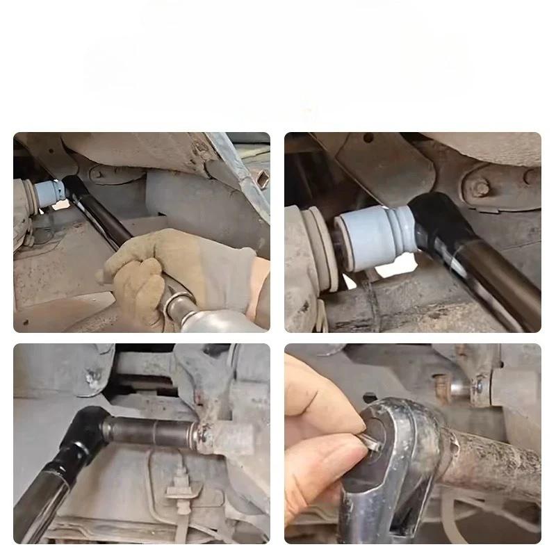 Offset Impact Extension Wrench, Ratchet Wrench High Torque Auto Repair Tool, 1/2 Manual Automatic All-in-One 4 Adapter