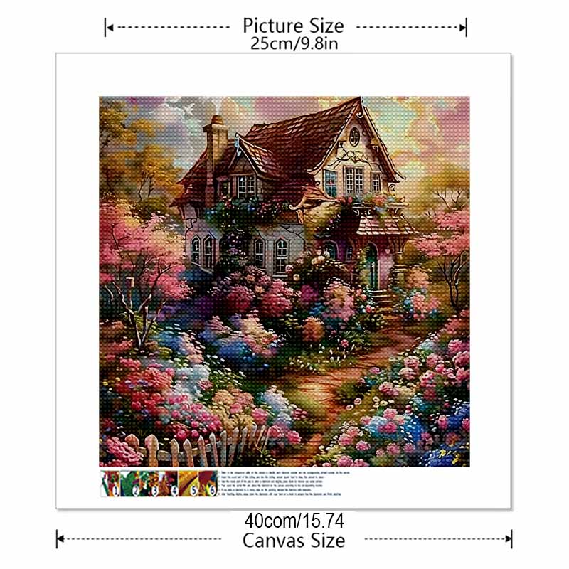 New Arrival 5D DIY Full Circle Diamond Painting "Castle Garden" Embroidery Cross Stitch Home Decor Gift