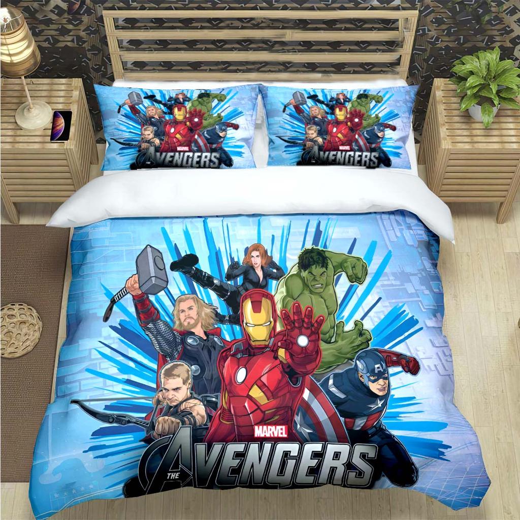Fashion Superhero A-Avengers Print Bedding Set Duvet Cover Comforter Bed  Youth Kids Girl Boys Luxury Birthday Gift