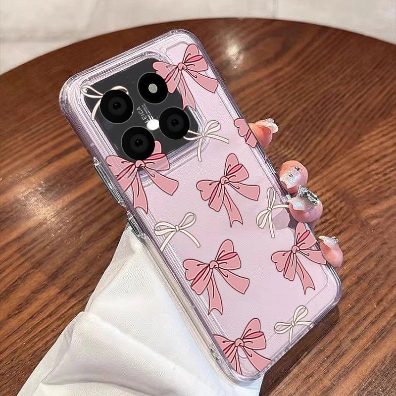 Pink Bowknots Floral Pattern Case For Xiaomi Redmi Note 15 Pro 4G Funda Redmi Note 14 13 Pro 5G Clear TPU Silicone Soft Cover