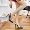 Off-white Rhinestone High Heels Women's Thin Heels Summer New Pointed Beautiful Sandals Sexy Royal Sister Single Shoes