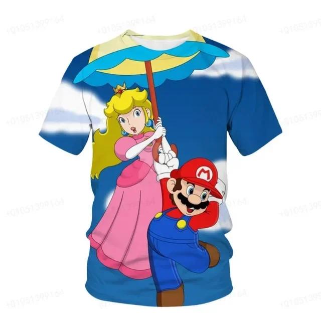 Camisetas de Moda de Manga Corta para Niños con Estampado 3D de Super Mario de Cuello Redondo - Tejido de Poliéster Suave de Elasticidad Media Ropa de Verano de Corte Relajado