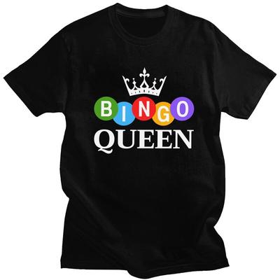 Custom Bingo Queen T Shirt for Men Tshirt Tee T-shirts Loose Fit Clothing - Men's Summer Cotton Graphic Tee