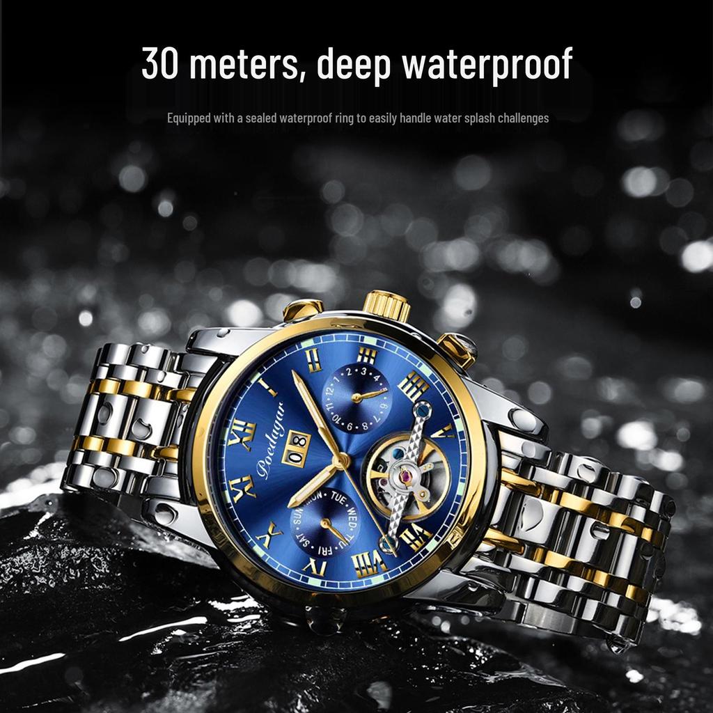TikTok Trending Men's Automatic Waterproof Stainless Steel Luminous Skeleton Watch