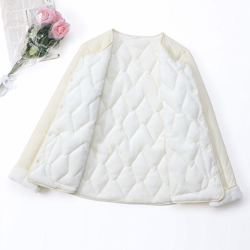 Winter Women's Short Fleece-Lined Thickened Inner-Wear Cotton-Padded Coat Quilted Jacket Close-Fitting Warm Down Cotton-Padded Coat Thin Inner