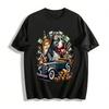Rich Pitbull Vintage Car Whiskey Money Graphic Casual Tee Pure Cotton T-shirt