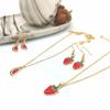 Personalized Strawberry & Cherry Clavicle Necklace Set - Elegant Fruit Design