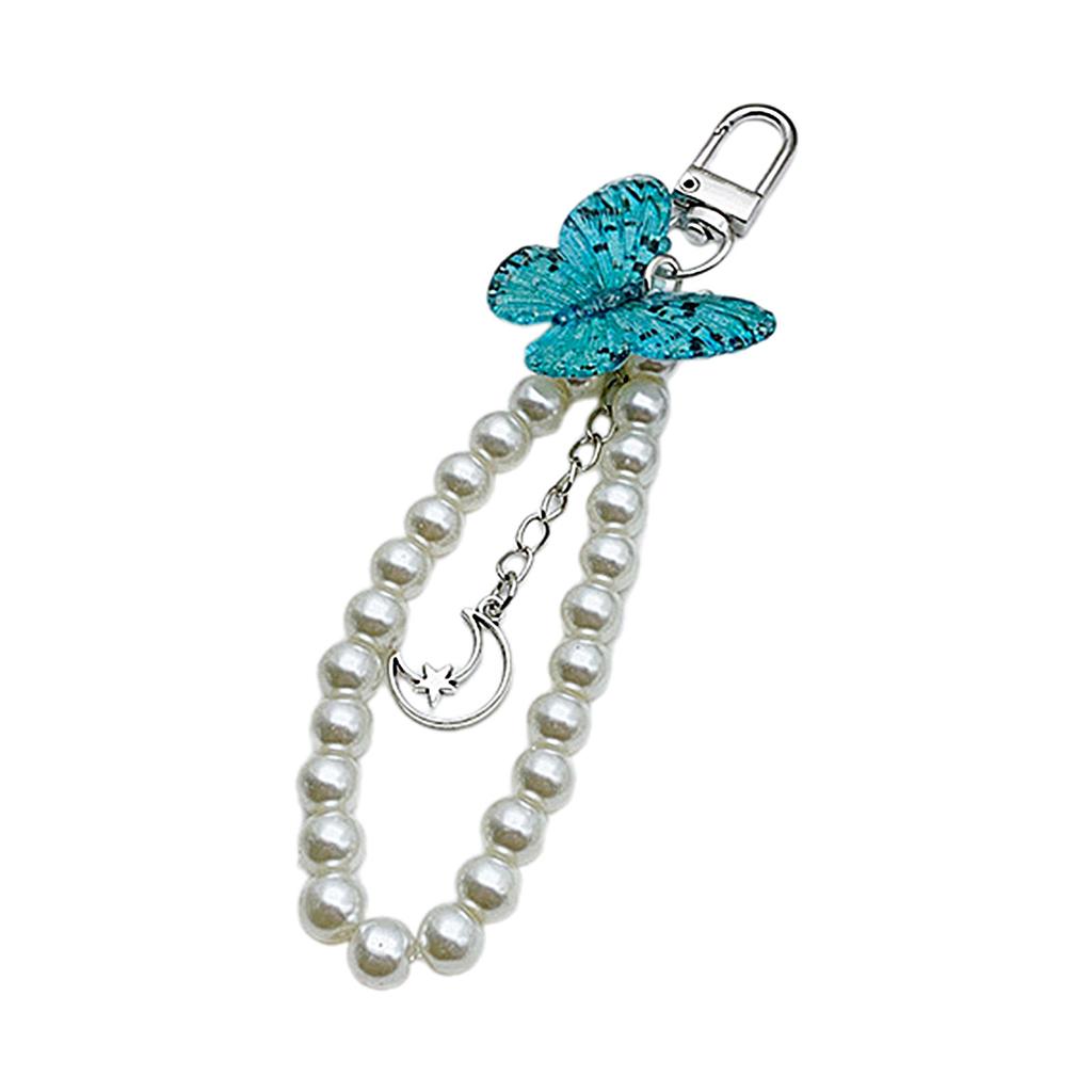 Cute Pendant Keychain with Butterfly Exquisite Pearls Beaded Rings Pendant Keyring Butterfly Keychain Handbag Pendant