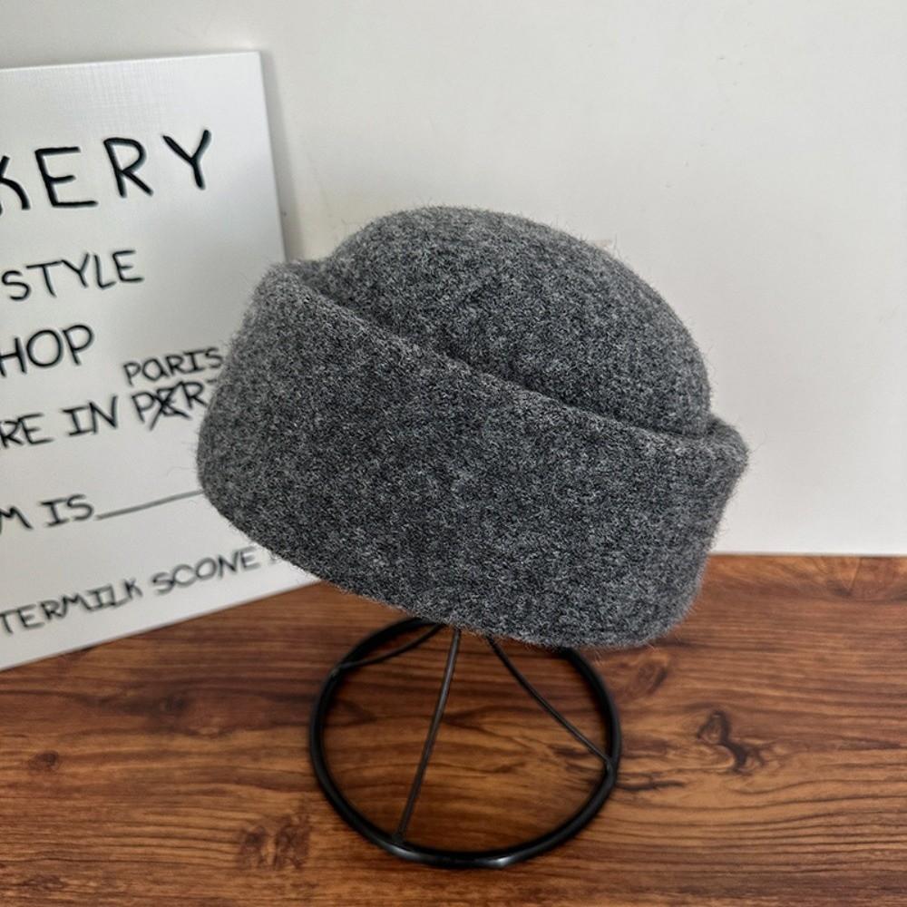 Skin-friendly Knitted Pillbox Hat Structured Fedora Hat Fashion Painter Hat  Dinner