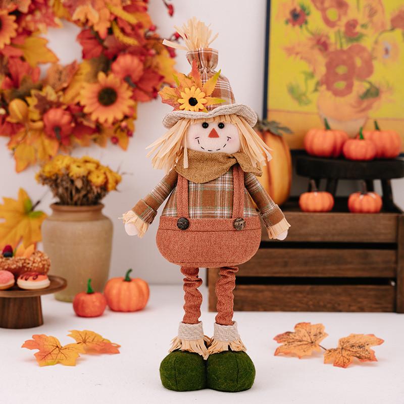 Stretchable Harvest Adorable Season Scarecrow Plush Doll For Decor Festive