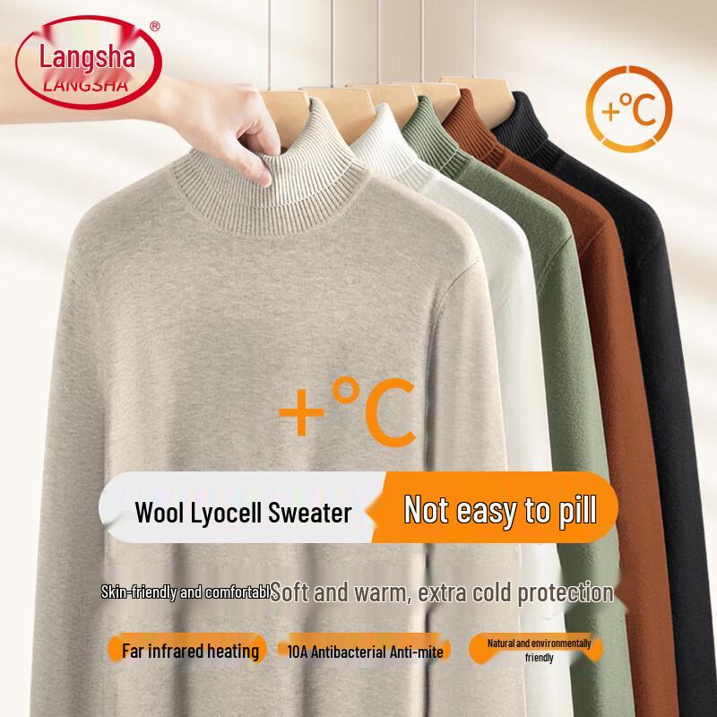 

Мужской термоджемпер с высоким воротником Langsha, 100% шерсть 2XL