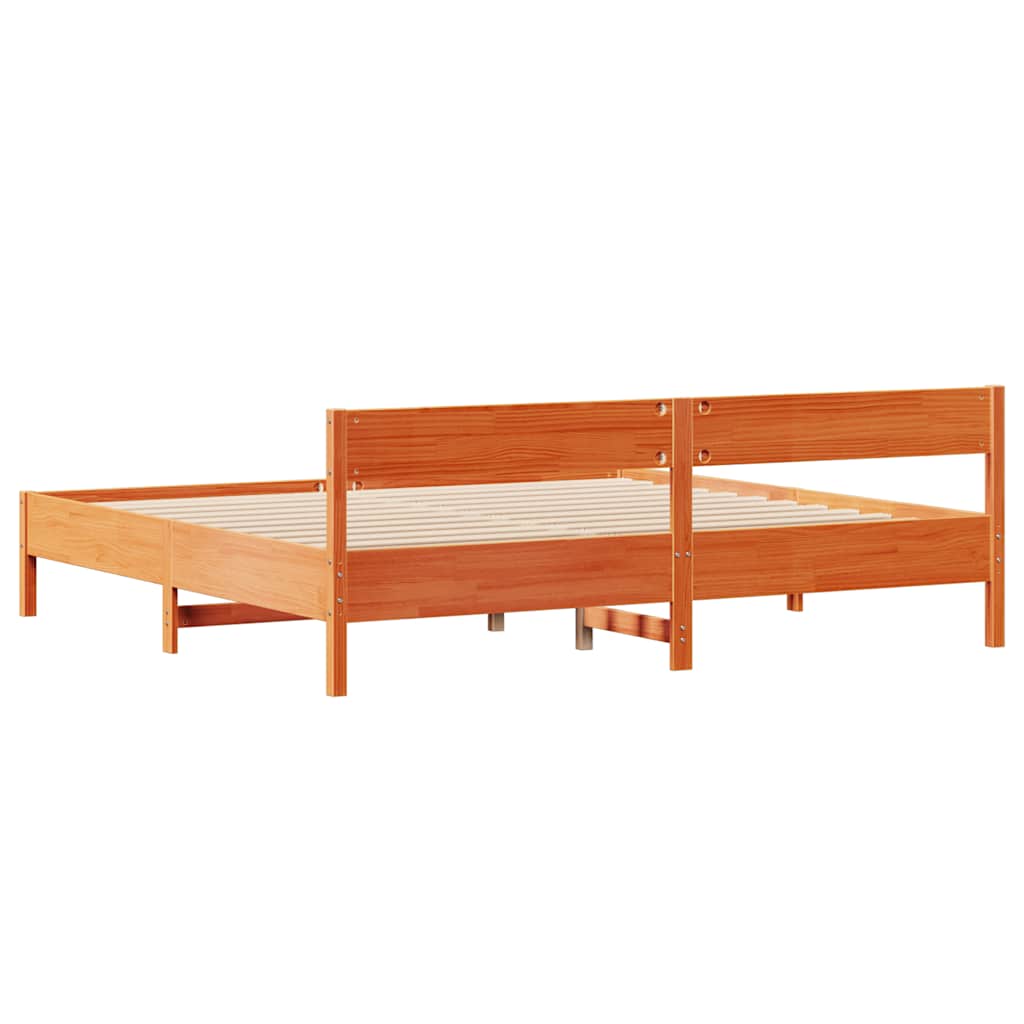 Solid Wood Bed Without Mattress Wax Brown 200x200 Cm Pine Wood