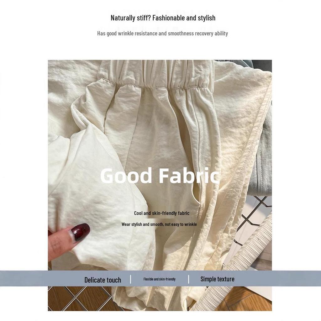 Women's Ice Silk White Wide-Leg Pants - Summer 2025 Collection
