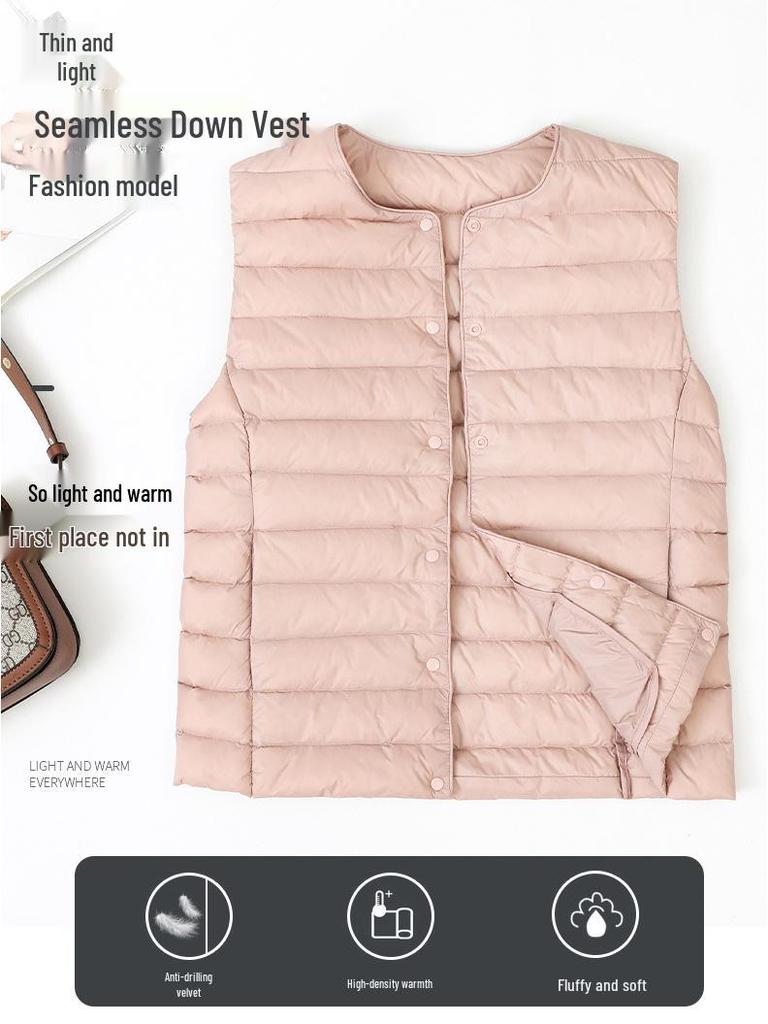 Dámská lehká péřová bunda 2025 slim fit s krátkým kulatým výstřihem - Hřejivá 90% kachní peří