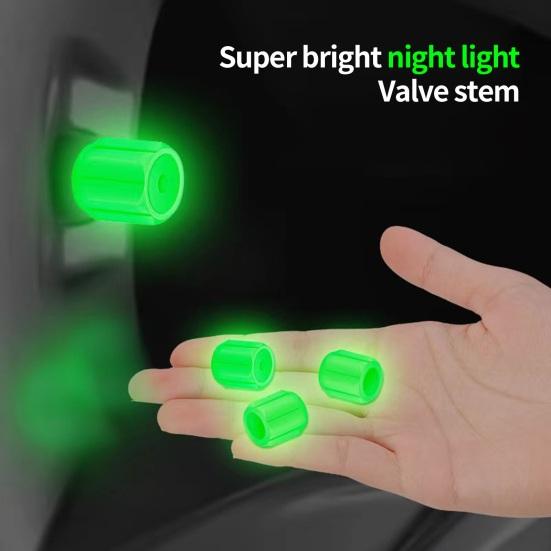 12Pcs Car Valve Hat Fluorescent Night Glowing Dust-proof Glow-in-the-dark Wheel Tyre Hub Luminous Valve