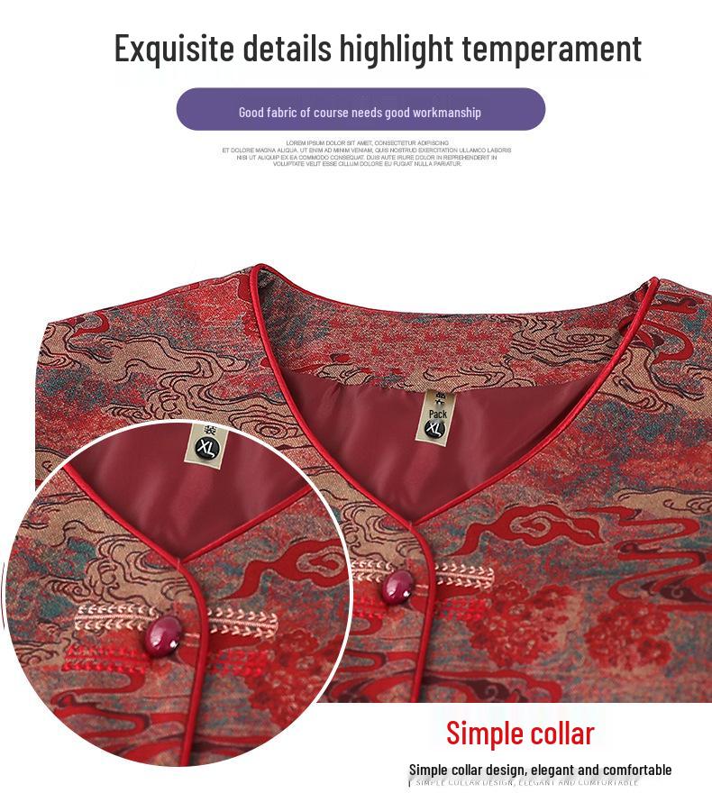 Embroidered Tang Suit Vest for Middle-Aged & Elderly Women - Warm, Stylish Sleeveless Jacket for Autumn/Winter