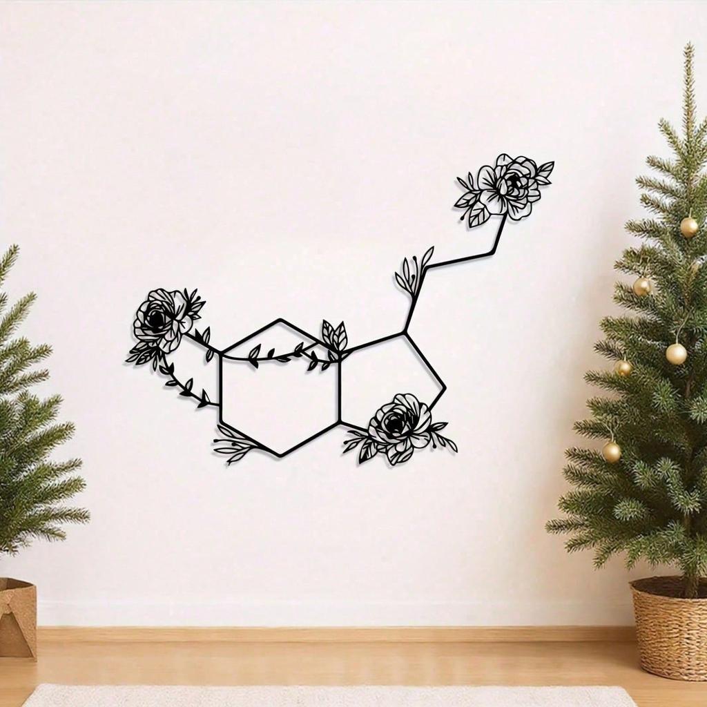 Metal Wall Art Adrenaline Molecule Boho Style Modern Wrought Iron Decor for Living Room