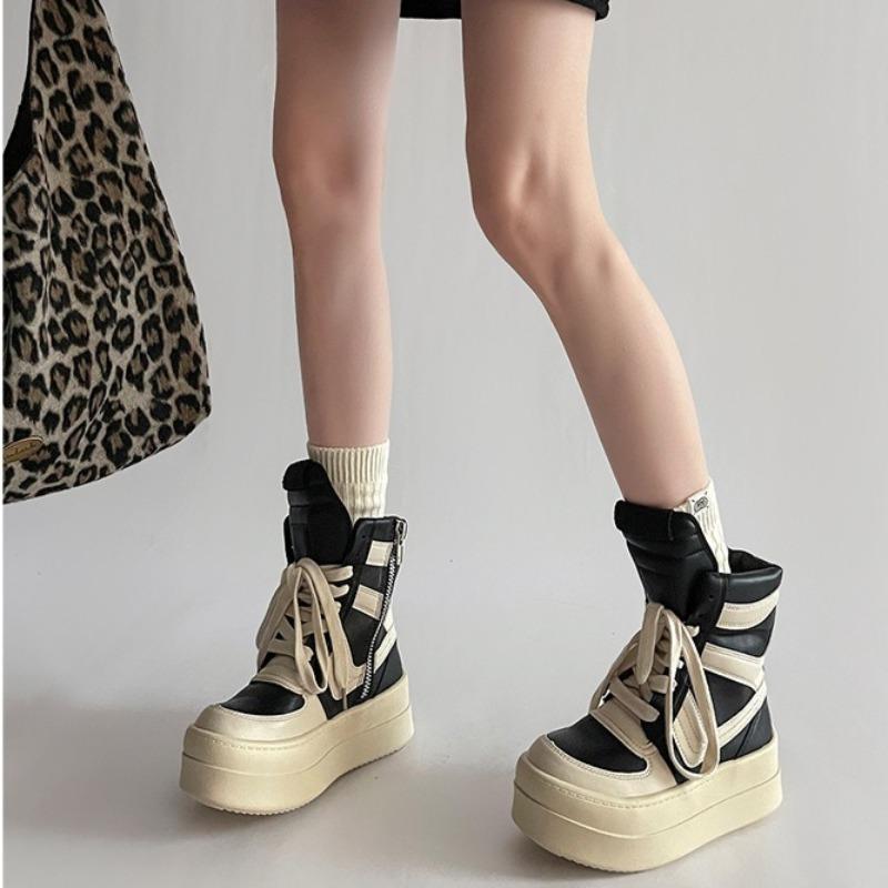 Fashion Shoes for Women Women's Ankle Boots Trendy Retro High-top Women's Shoes Fashion Casual Chunky Platform Luxury Designer Sneakers