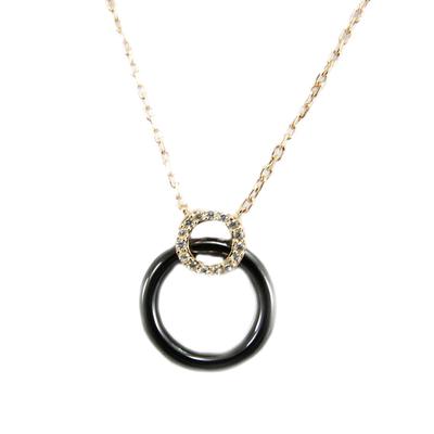 [L5649] - Black 'Sissi' Gold Plated Necklace (ceramic)