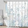 Coastal Marine Shower Curtain: Dolphin, Starfish, Seahorse, Seashell, Sea Turtle - Moisture-Proof, Mildew-Resistant, Waterproof, Beach Bathroom Décor