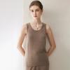 Women's Cashmere Sleeveless Camisole: Low-Neck Knit Top in Winter White, Blue, Green, Velvet, and Rice Colors.