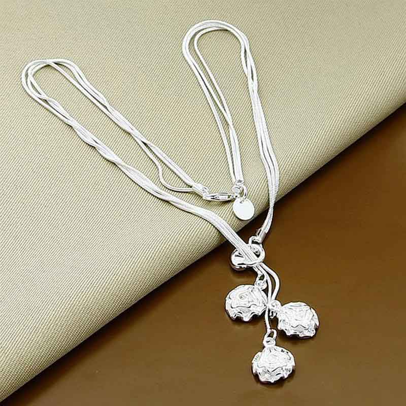 Snake Chain Rose Necklace 925 Sterling Silver Fashion Jewelry