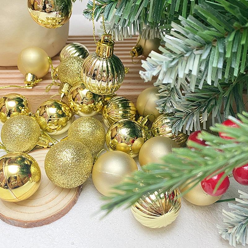 24 Piezas 3Cm Adornos de Bolas de Navidad Bolas para Árbol de Navidad Colgante para Árbol de Navidad Suministros Festivos para Fiestas Decoración Navideña