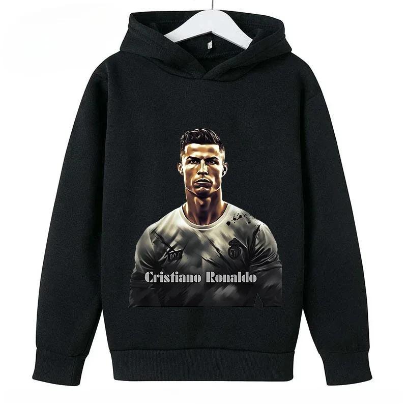 Frühling Herbst Lässiger Kinder-Hoodie Sport-Sweatshirt für Jungen und Mädchen Ronaldo Aufdruck Mode Kinder Pullover Top