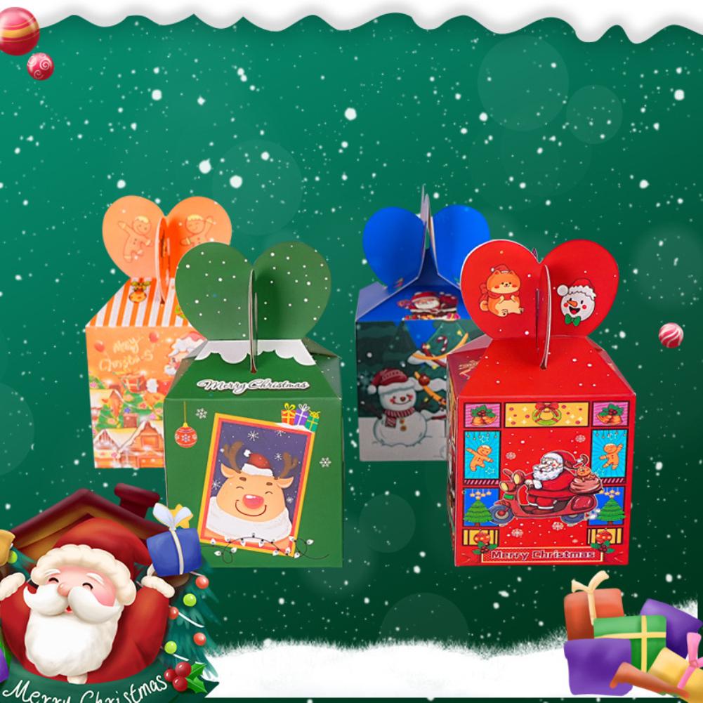 

50 шт. мультяшные рождественские коробки для сладостей для конфет, печенья, выпечки, яблок, бумажная коробка, подарочная упаковка для печенья, Новый год Навидад