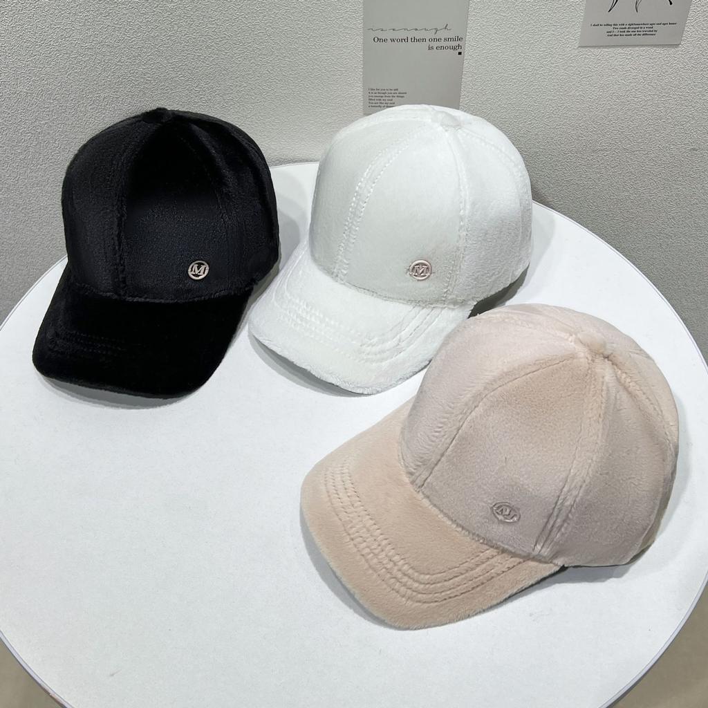 Winter Duck Tongue L Hat with Plush and Thickened Warm Baseball Cap Korean Version Women's Hat