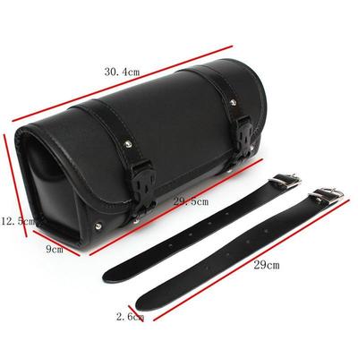 Portable PU Leather Motorcycle Bag Luggage Handle Bar Round Barrel Storage Pouch