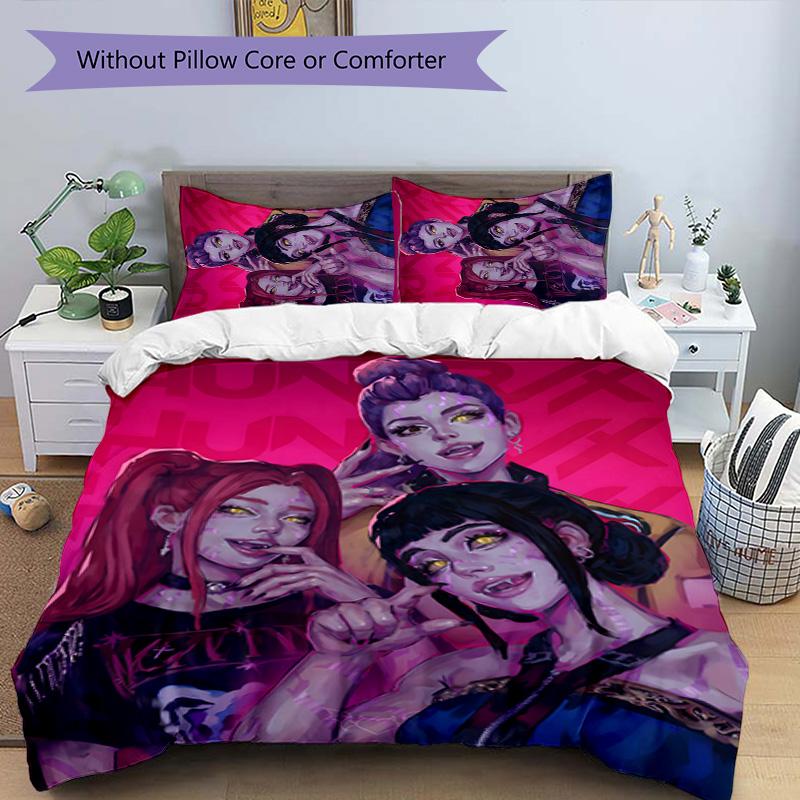 Set Biancheria da Letto KPOP Hunter 3 Pezzi Copripiumino Chiusura Include 1 Copripiumino & 2 Federe per Tutte le Stagioni Camera da Letto Casa Arredamento Stanza del Dormitorio