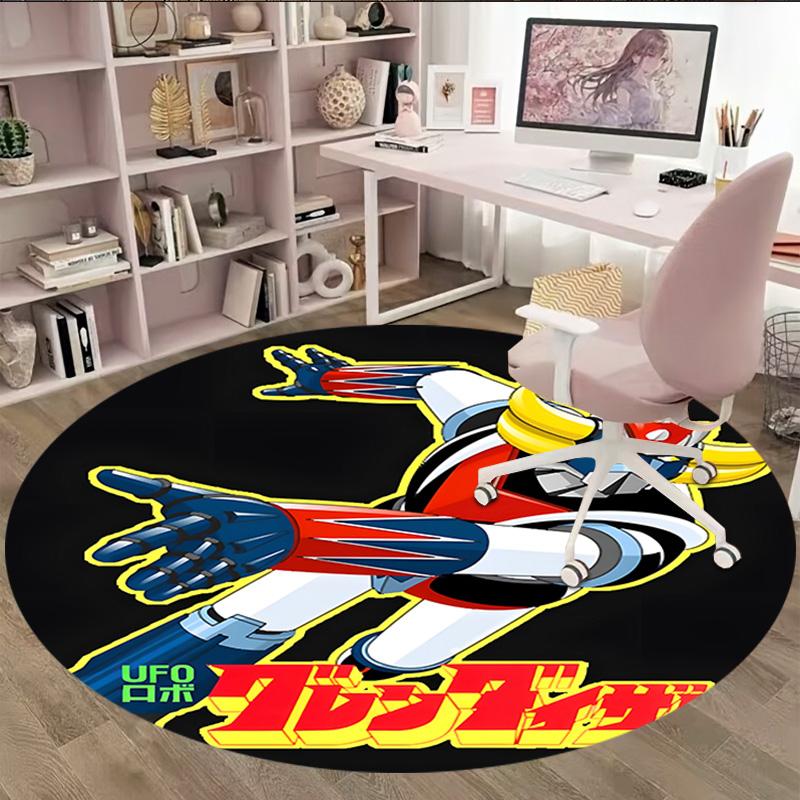 1pc UFO Robot Grendizer6 Print Round Carpet Chair Round Carpet Suitable for Bedroom Living Room Home Decorative Carpet